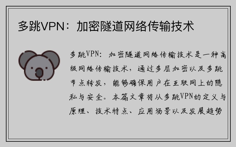 多跳VPN：加密隧道网络传输技术